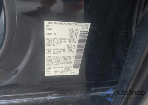 2015 Nissan Armada Platinum/Sl/Sv from USA, damaged, VIN 5N1BA0ND2FN619322